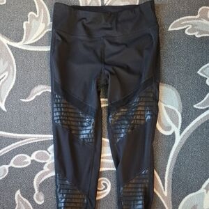 DKNY Black Leggings with Textured Panels